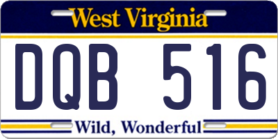 WV license plate DQB516