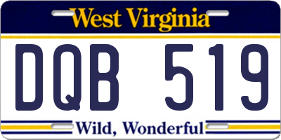 WV license plate DQB519