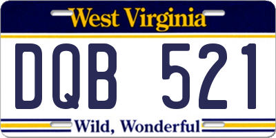 WV license plate DQB521