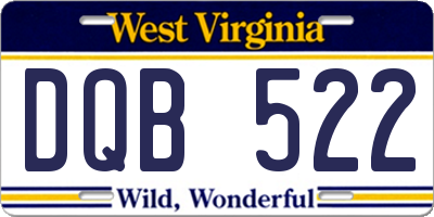 WV license plate DQB522