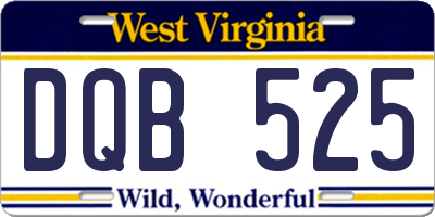 WV license plate DQB525