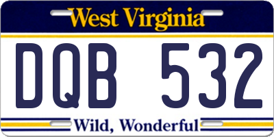 WV license plate DQB532