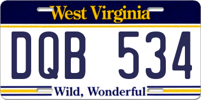 WV license plate DQB534