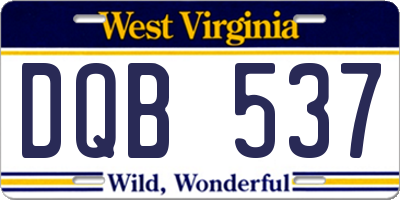 WV license plate DQB537