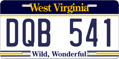 WV license plate DQB541