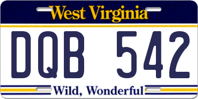 WV license plate DQB542