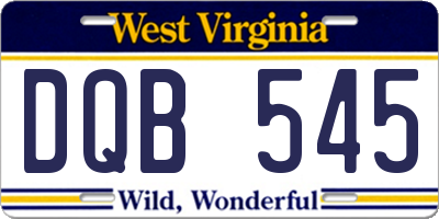 WV license plate DQB545