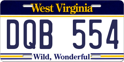 WV license plate DQB554