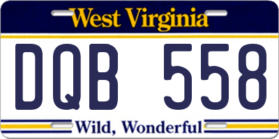WV license plate DQB558