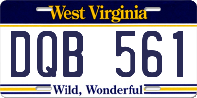 WV license plate DQB561
