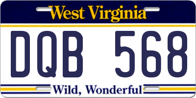 WV license plate DQB568