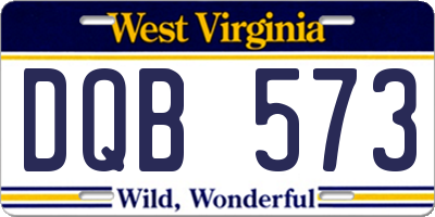 WV license plate DQB573