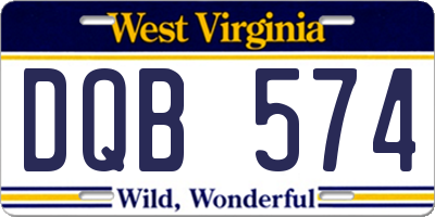 WV license plate DQB574