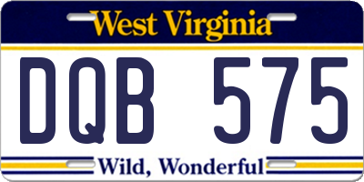 WV license plate DQB575