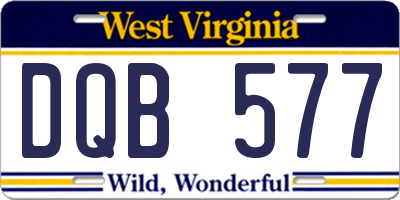 WV license plate DQB577