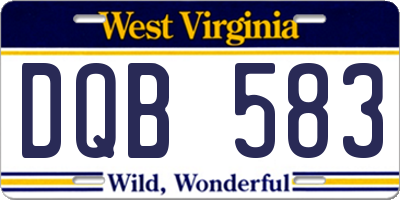 WV license plate DQB583