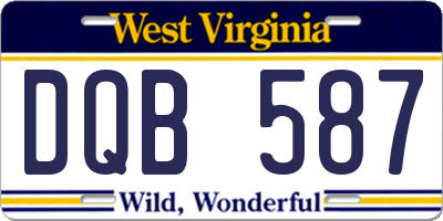 WV license plate DQB587