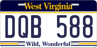WV license plate DQB588