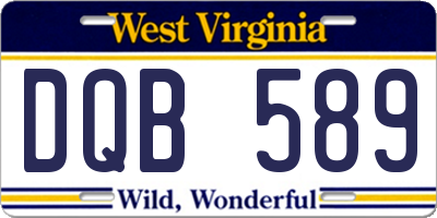 WV license plate DQB589