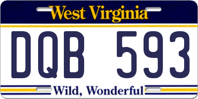 WV license plate DQB593