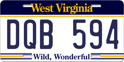 WV license plate DQB594