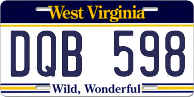 WV license plate DQB598