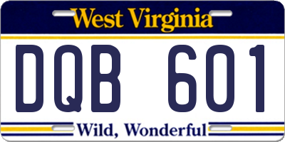 WV license plate DQB601