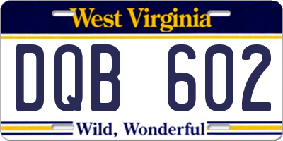 WV license plate DQB602