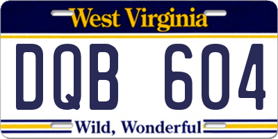 WV license plate DQB604
