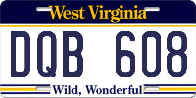 WV license plate DQB608