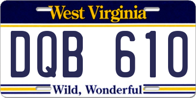 WV license plate DQB610