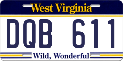 WV license plate DQB611