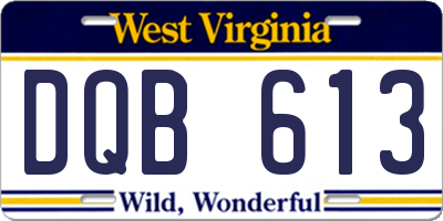 WV license plate DQB613