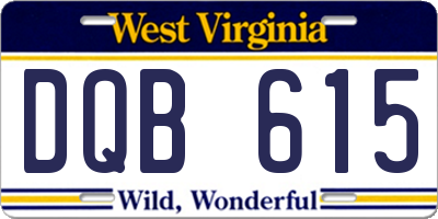 WV license plate DQB615