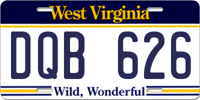 WV license plate DQB626