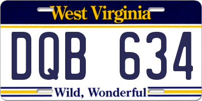 WV license plate DQB634