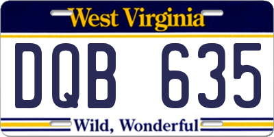 WV license plate DQB635