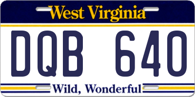 WV license plate DQB640