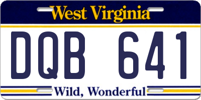WV license plate DQB641