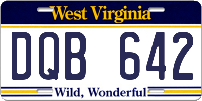 WV license plate DQB642