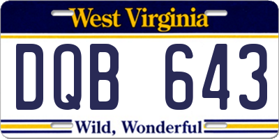 WV license plate DQB643