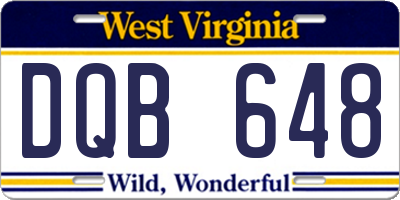 WV license plate DQB648