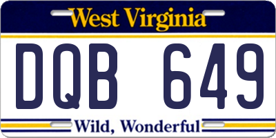 WV license plate DQB649