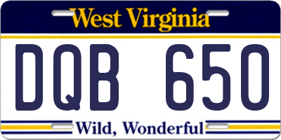 WV license plate DQB650
