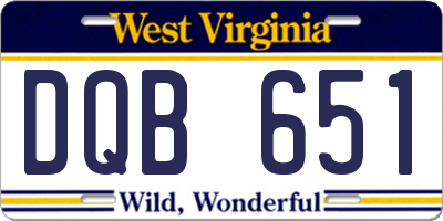 WV license plate DQB651