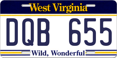 WV license plate DQB655