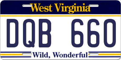 WV license plate DQB660