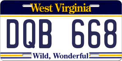 WV license plate DQB668