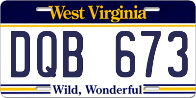 WV license plate DQB673