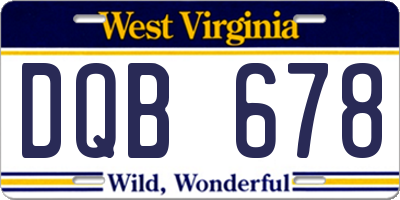 WV license plate DQB678